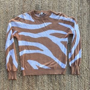 Amour Vert Tan and White Men's Crewneck Sweater